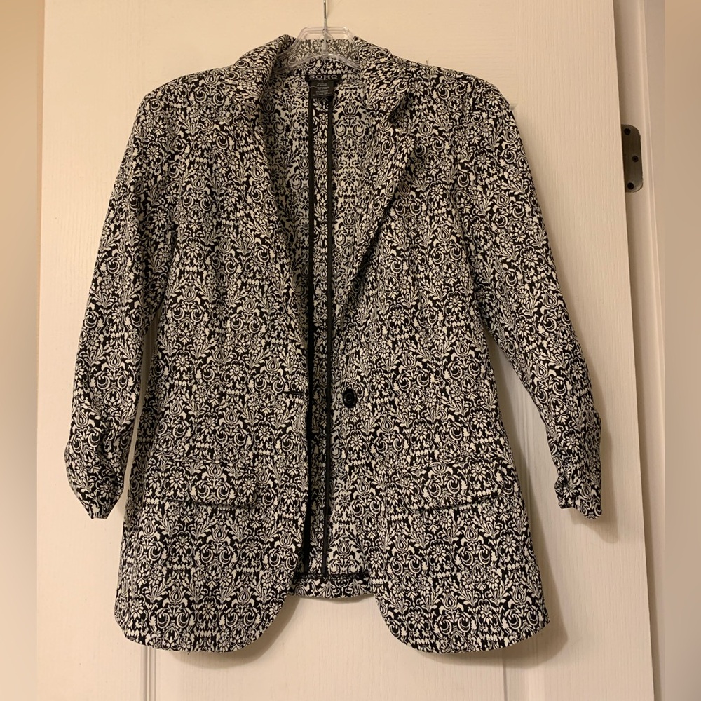 Soho Apparel Black and White Printed Women's Blazer